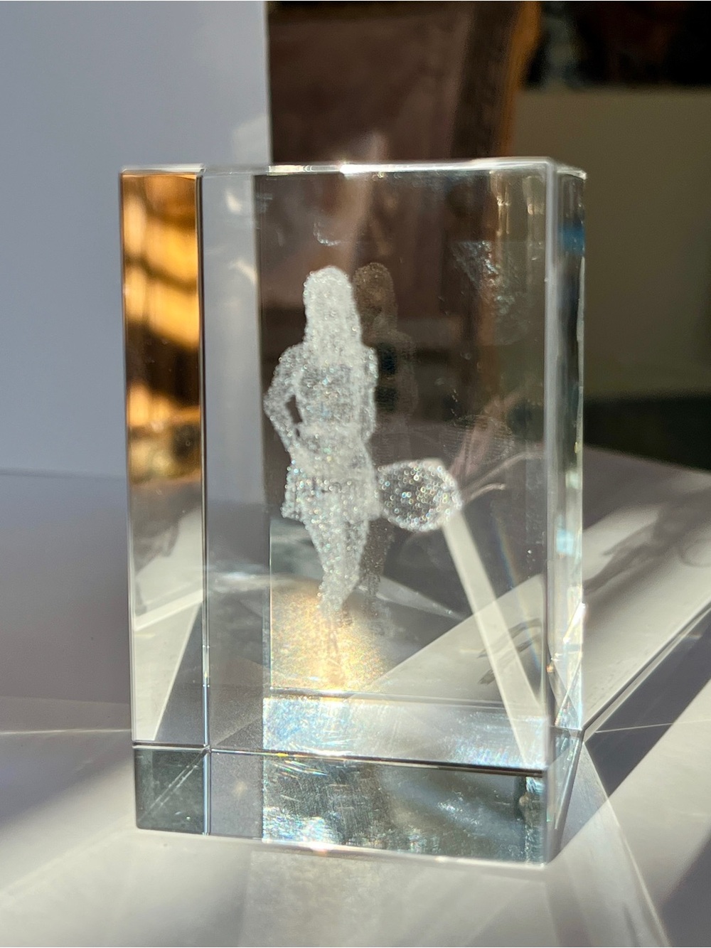 3D printed premium crystal block female tennis player